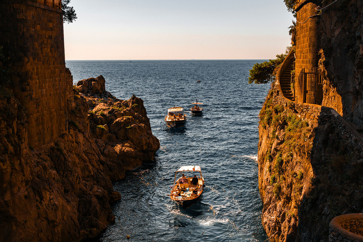 Entering Fiordo di Furore by boat