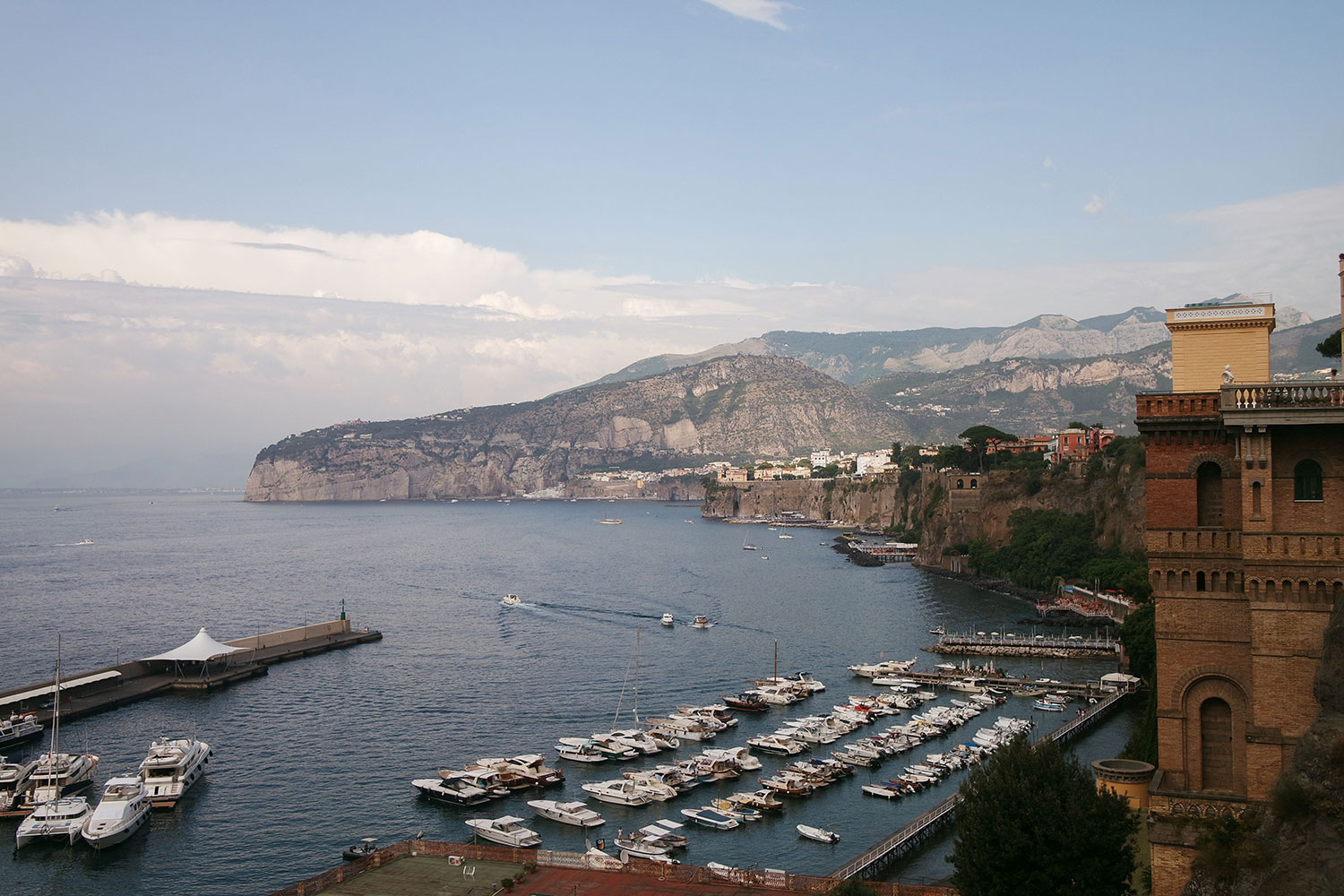Sorrento marina and cliffs overlooking the Bay of Naples.