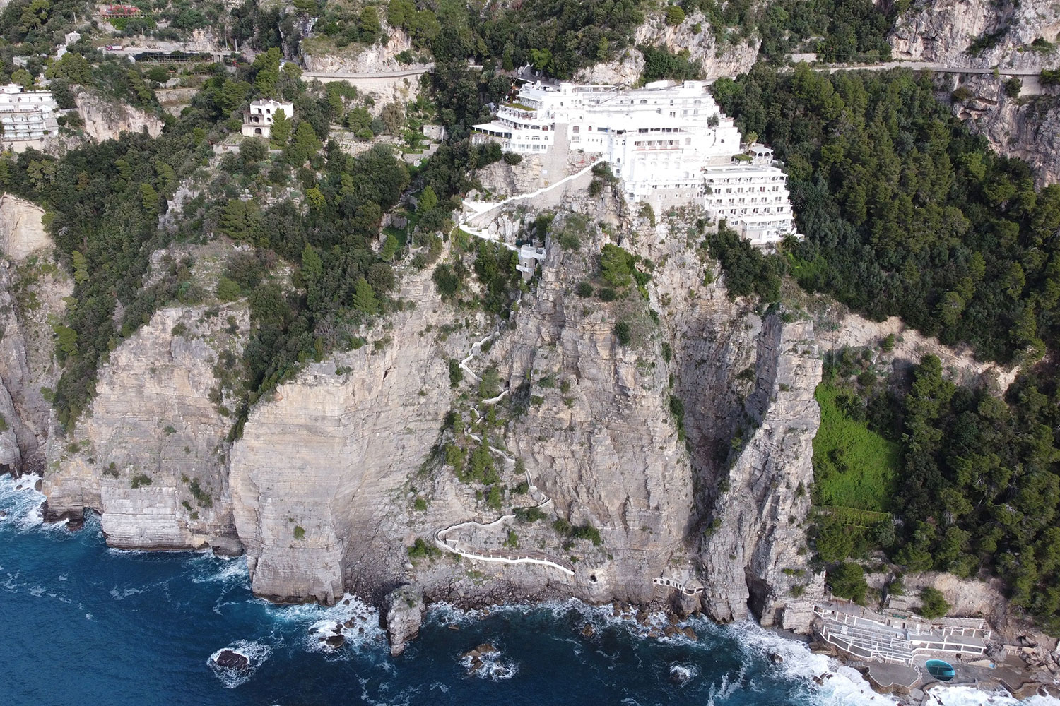 Grand Hotel Tritone on the cliffs of Praiano with private sea access below