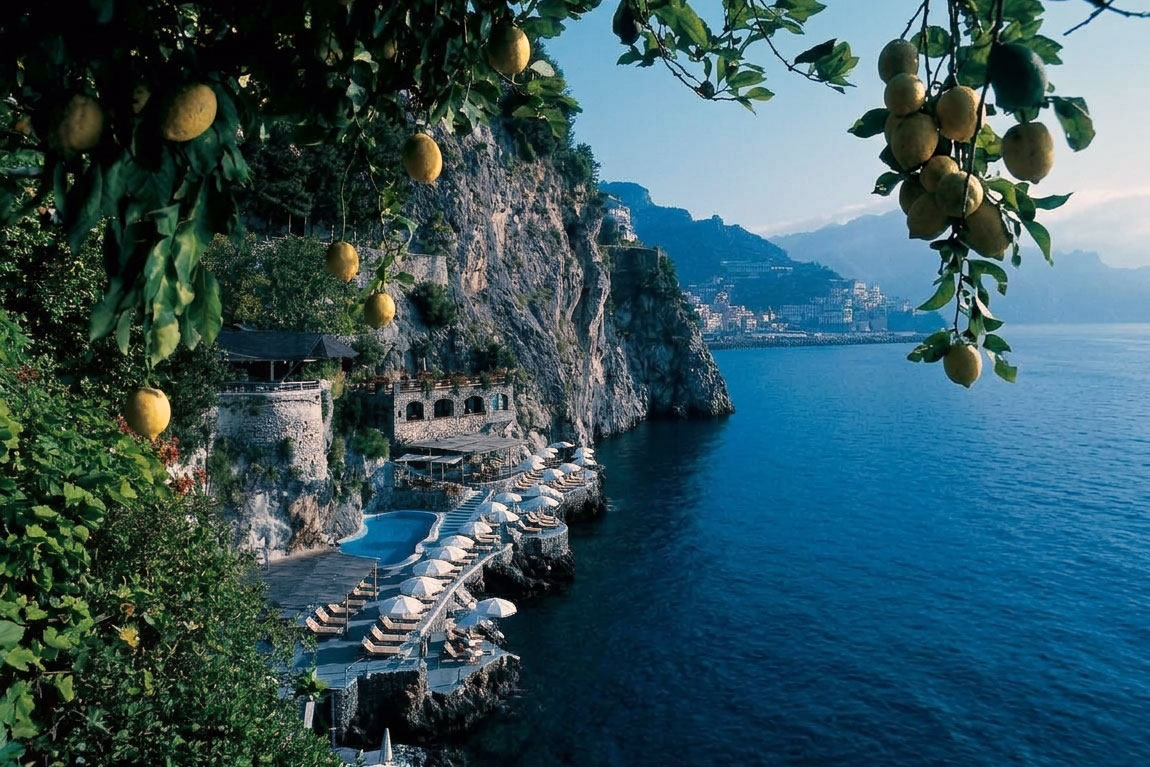 Hotel Santa Caterina beach club with saltwater pool and sea access near Amalfi