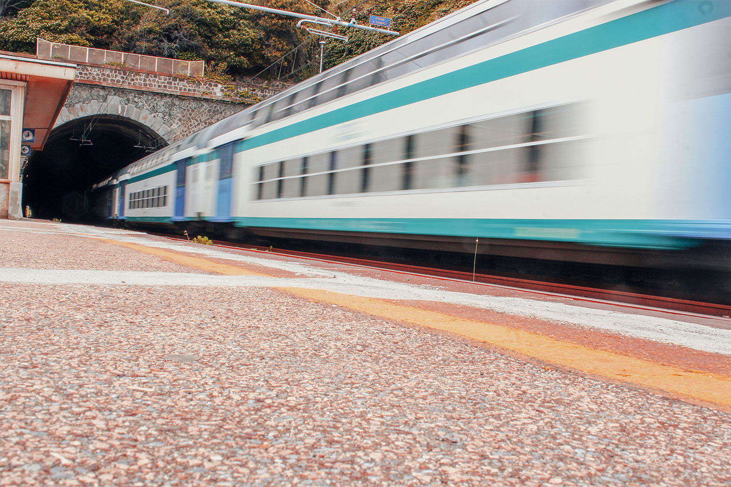 Blue, white and red high-speed train in Italy